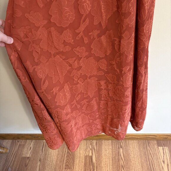 Hutch Anthropologie Women 8 Terracotta Orange Floral Textured Lindy Maxi Dress - Picture 4 of 13